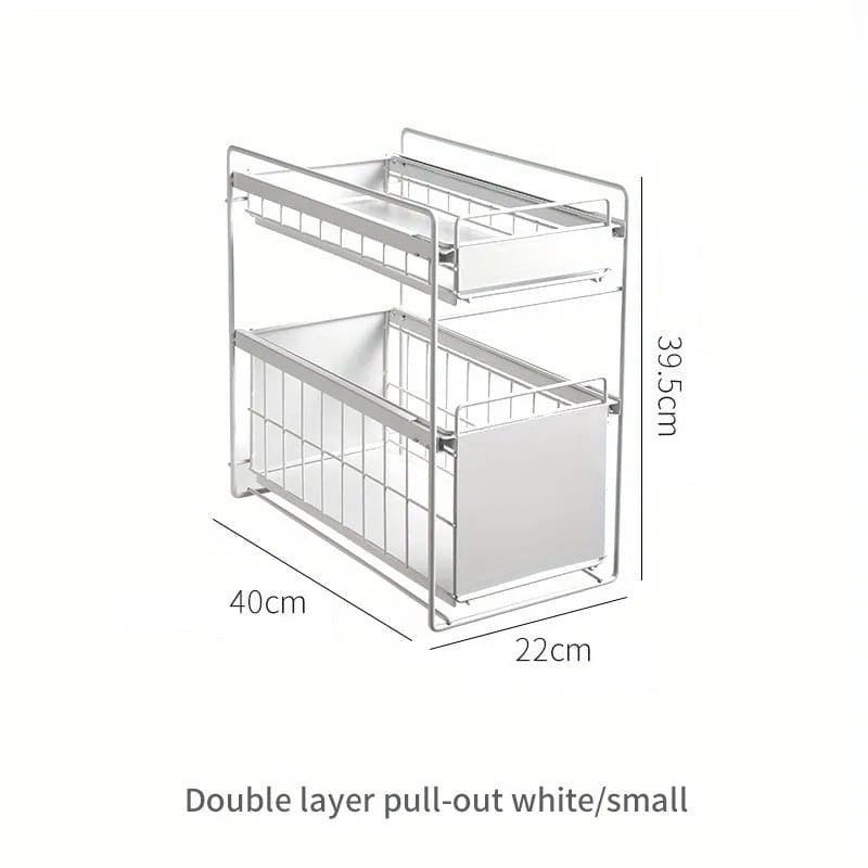 white color Under Sink Storage Rack with its size