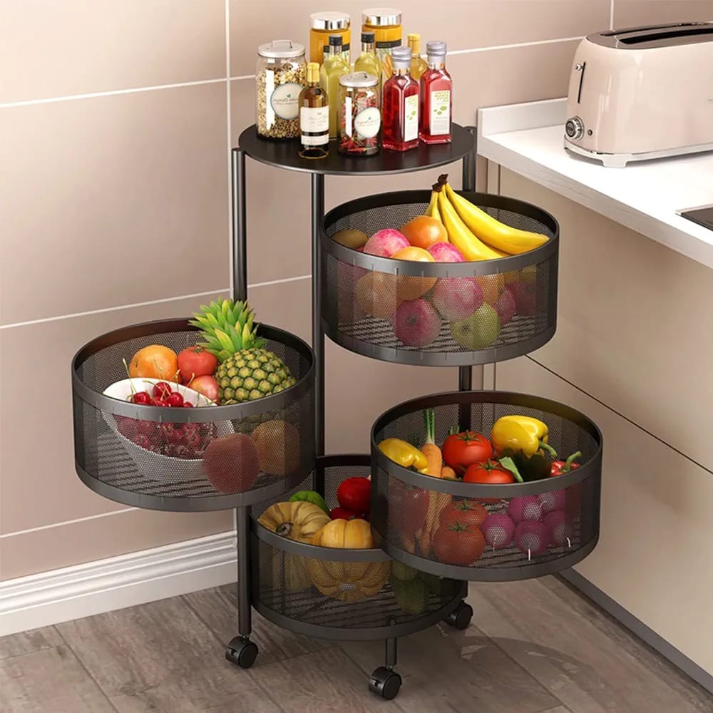 4 Tier Kitchen Storage Rotatable Rack