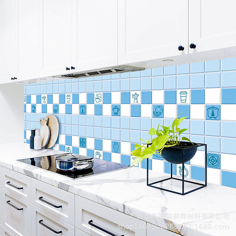 A Kitchen Wall is Placed with Waterproof Self Adhesive Oil Proof Kitchen Bathroom Wallpaper Sticker