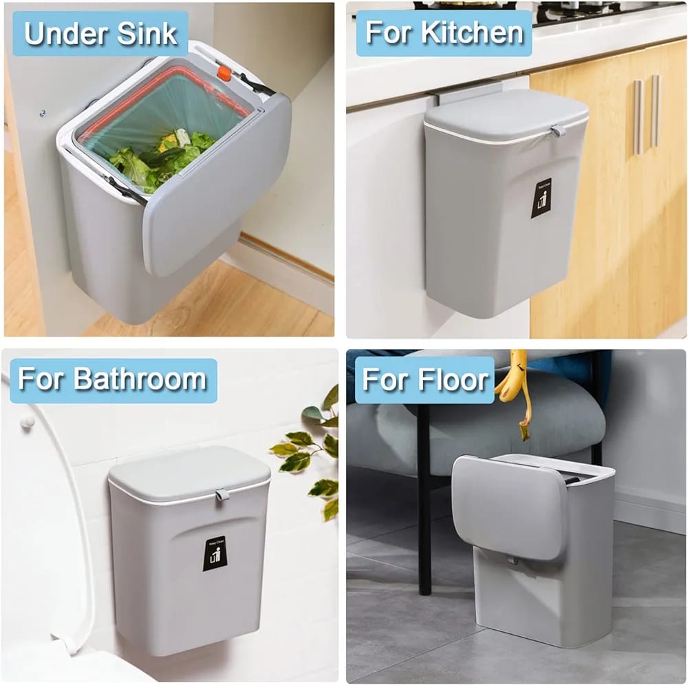 Kitchen Cabinet Door Wall Mounted Hanging Trash Can placed in a different location