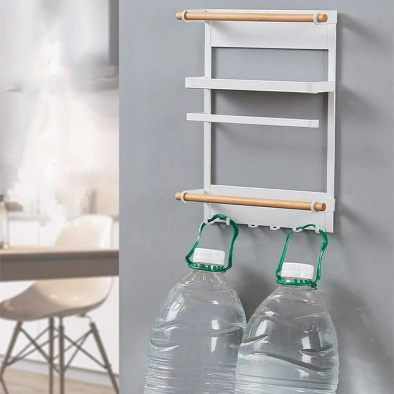 Multi-use Kitchen Organizer Holding Water Cans.