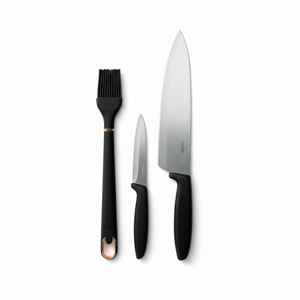 Stainless Steel Kitchen Knife Set with Silicone Brush, Kitchen Cooking Tools Set Stainless Steel Kitchen Knife Set with Silicone Brush, Kitchen Cooking Tools Set