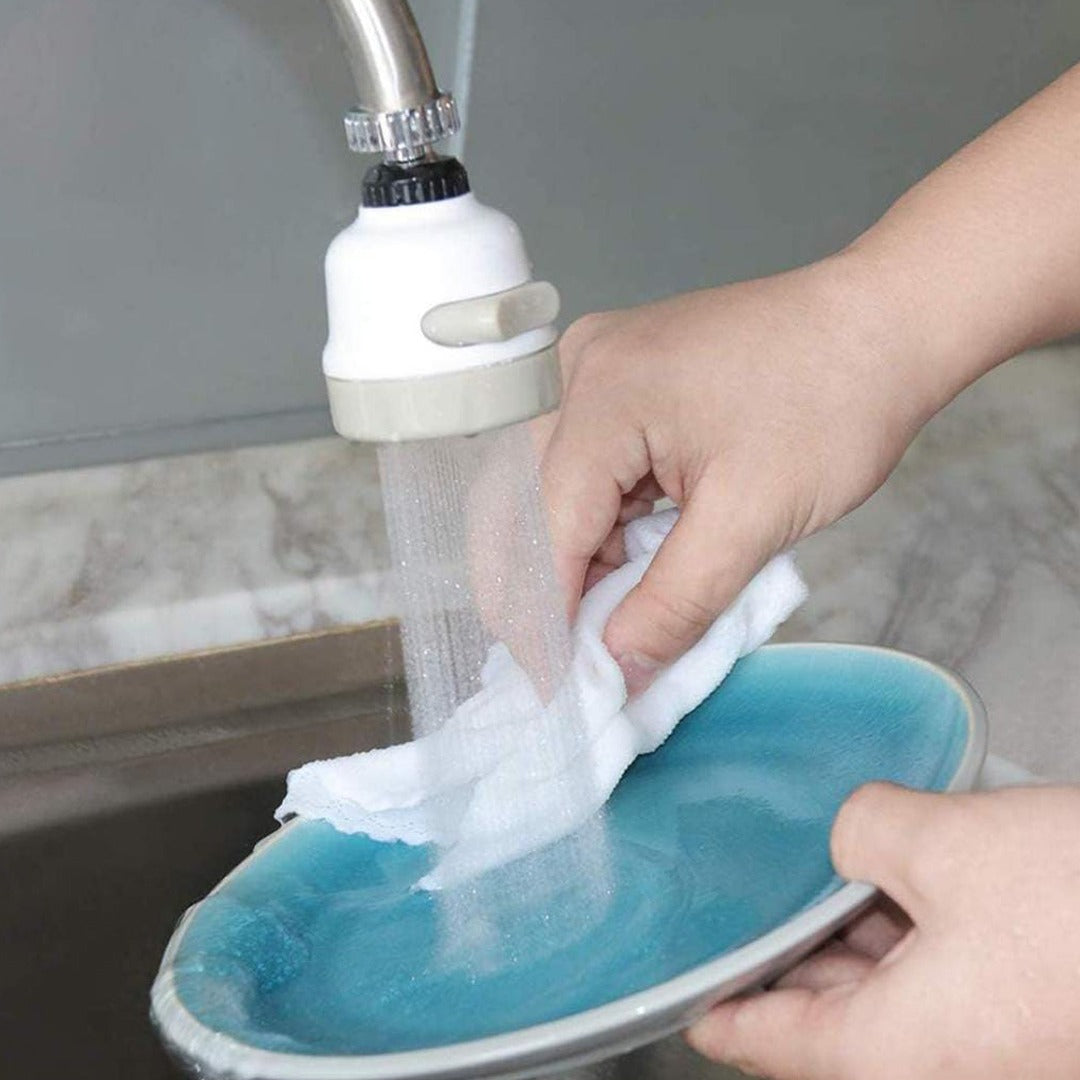 A Person is Washing Plate Using Kitchen Shower Faucet Tap Head.