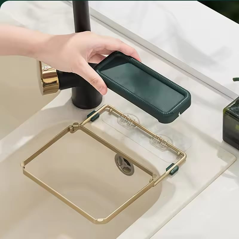 A Person is Fixing Kitchen Sink Corner Filter Drainer Strainer Rack.