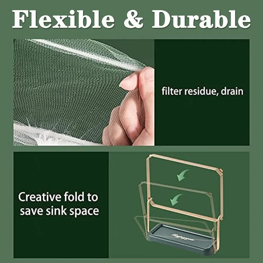 A Person is Holding the Filter Of Kitchen Sink Corner Filter Drainer Strainer Rack.