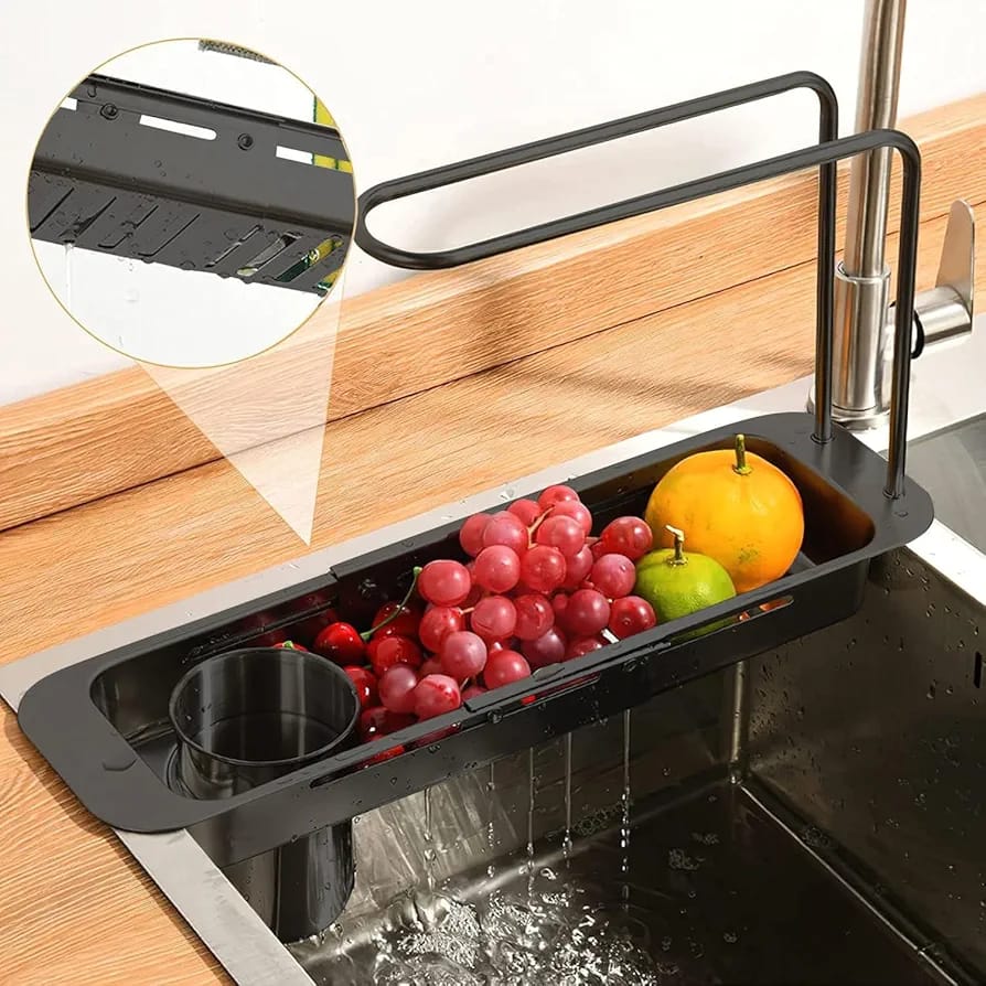 Fruits are Placed at Kitchen Sink Organizer Storage Drain Rack to Drain.