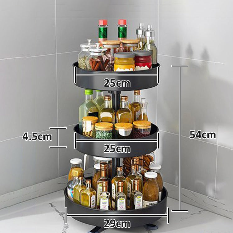 Kitchen Spice Storage Rack Organizer With Spice Items.