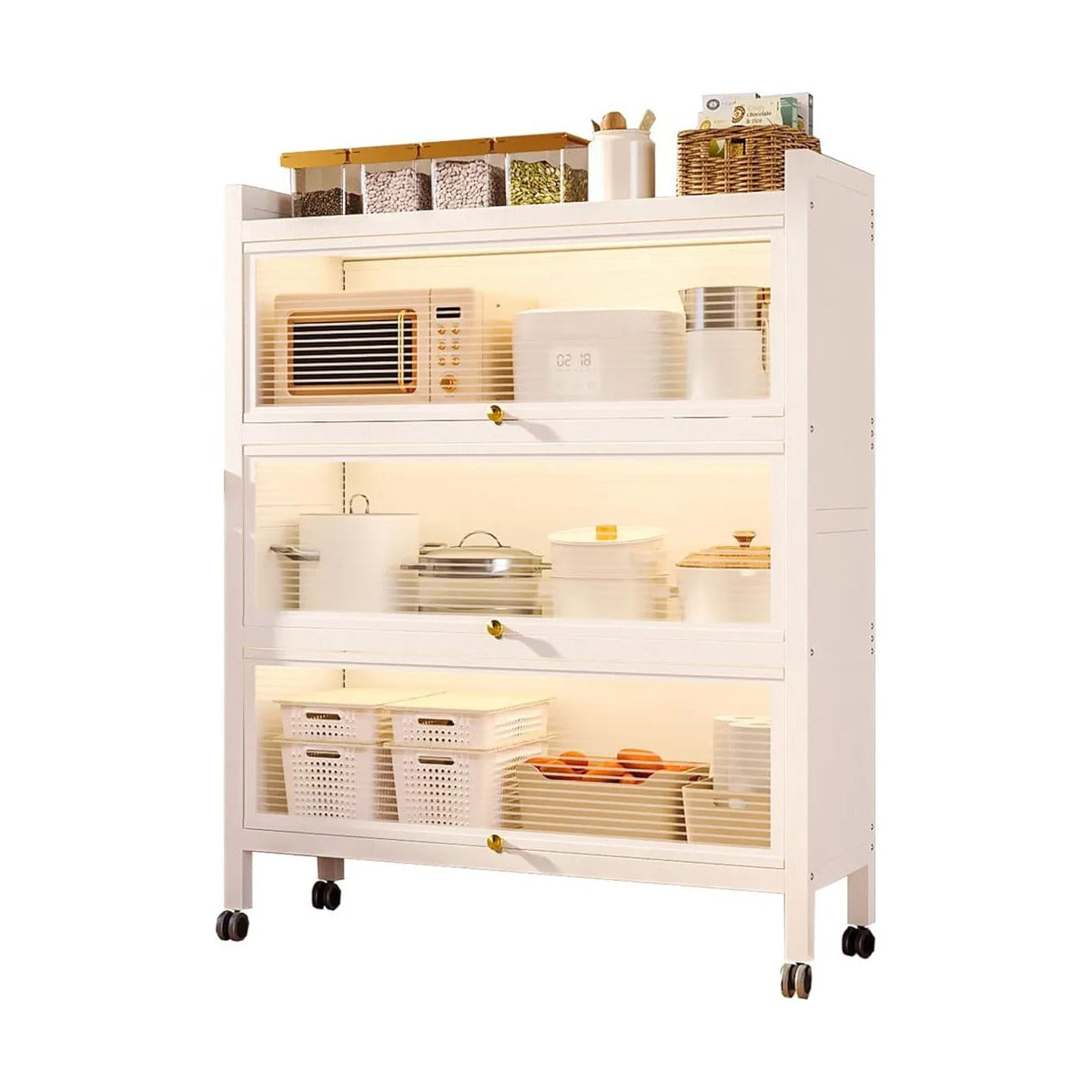 Multi-layer Kitchen Storage Cabinet in white color
