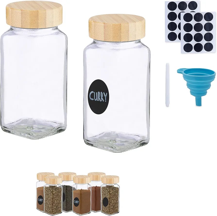 Kitchen Storage Containers, Glass Spice Jars, 12 Pcs Seasoning Bottles Canisters Kitchen Storage Containers, Glass Spice Jars, 12 Pcs Seasoning Bottles Canisters