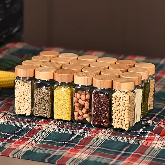 A Set Of Kitchen Storage Containers Stored with Different Spices.