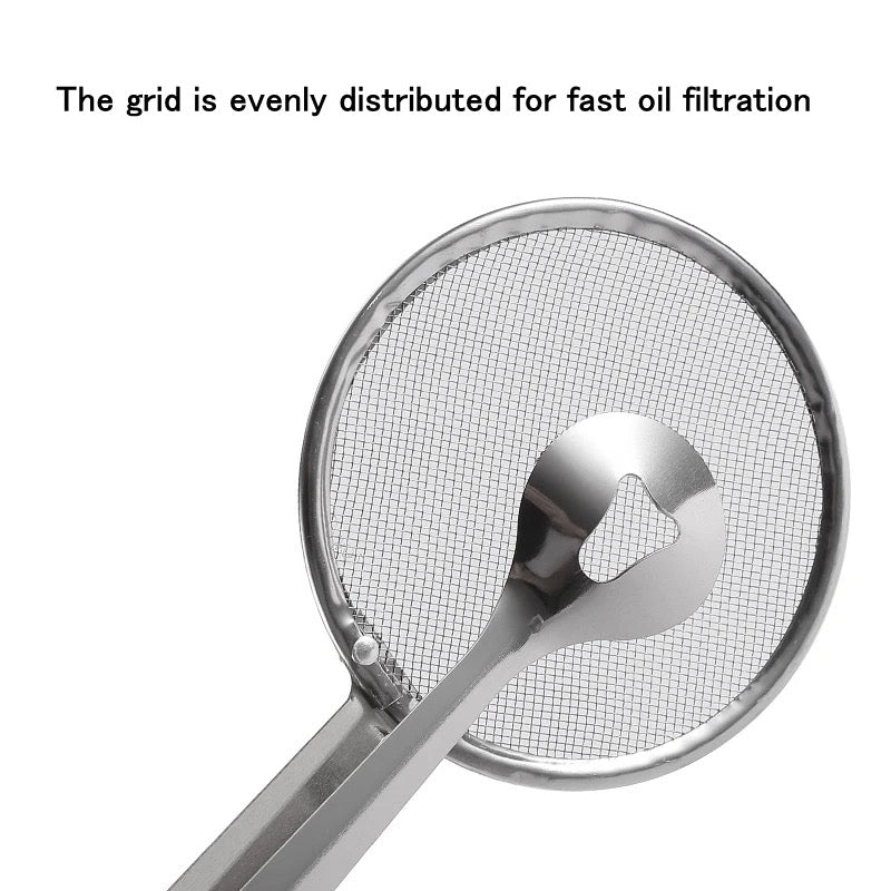 Stainless Steel Strainer, Kitchen Tong Filter Spoon With Clip, Skimmer Spoon Kitchen Gadget Stainless Steel Strainer, Kitchen Tong Filter Spoon With Clip, Skimmer Spoon Kitchen Gadget