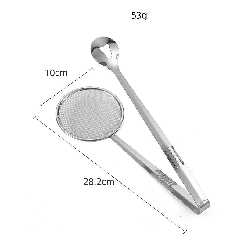 Stainless Steel Strainer, Kitchen Tong Filter Spoon With Clip, Skimmer Spoon Kitchen Gadget Stainless Steel Strainer, Kitchen Tong Filter Spoon With Clip, Skimmer Spoon Kitchen Gadget