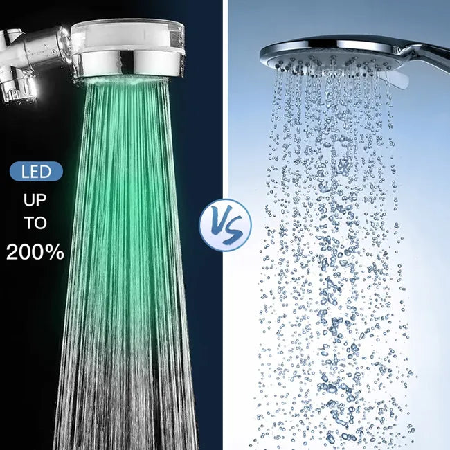 7 Color Handheld LED Shower Head Turbo Propeller Water Saving High Pressure Shower Head with Filter