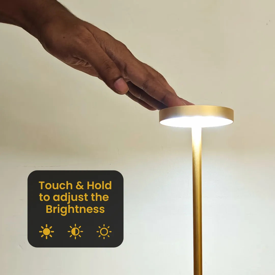 A Person is operating Rechargeable LED Desk Lamp.