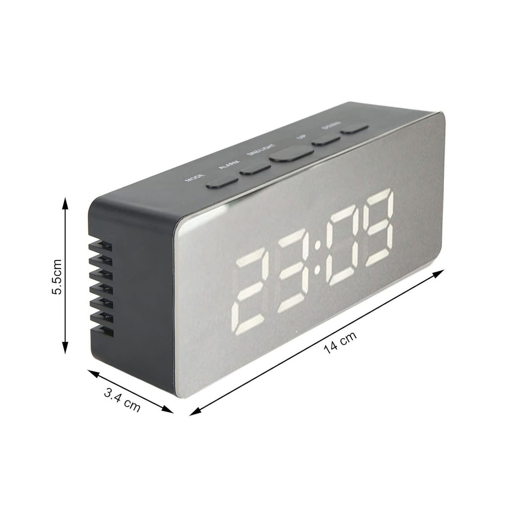 LED Digital Alarm Clock with Mirror Display, USB Powered Desk & Bedside Clock LED Digital Alarm Clock with Mirror Display, USB Powered Desk & Bedside Clock