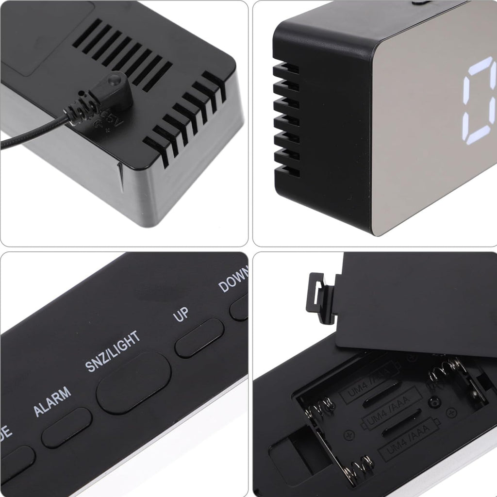 LED Digital Alarm Clock with Mirror Display, USB Powered Desk & Bedside Clock LED Digital Alarm Clock with Mirror Display, USB Powered Desk & Bedside Clock