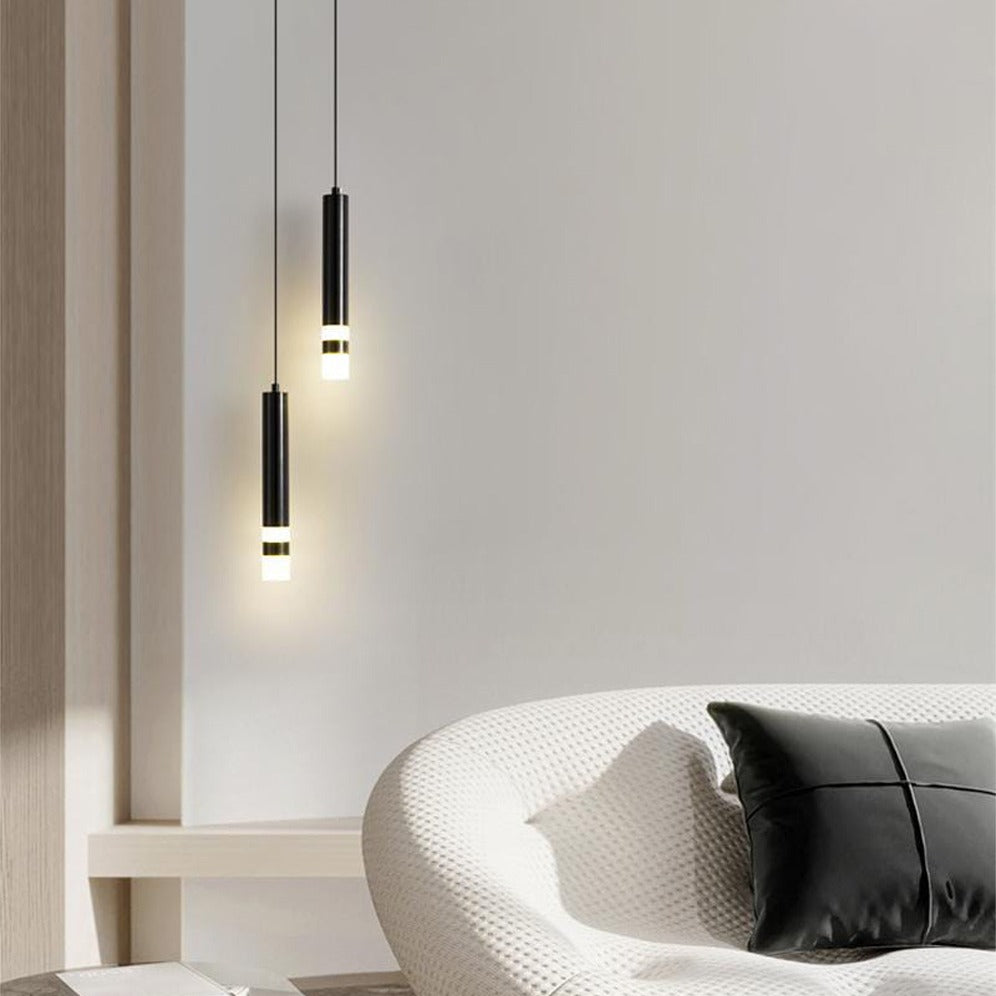 Modern LED Pendant Lights are Hanged on the Living Room.