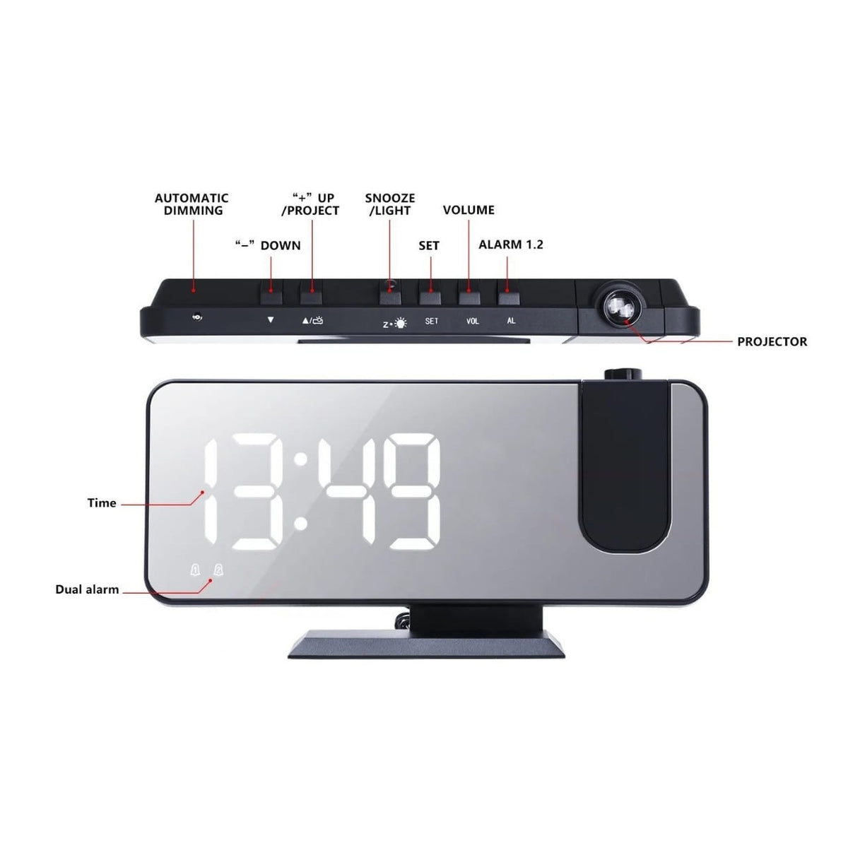 Parts Of LED Projection Alarm Clock.
