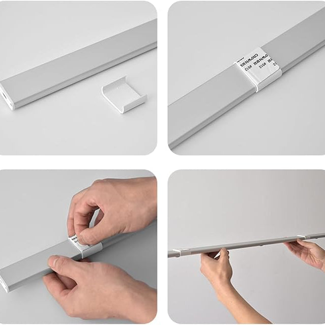 A Person is Installing LED Smart Cabinet Light.