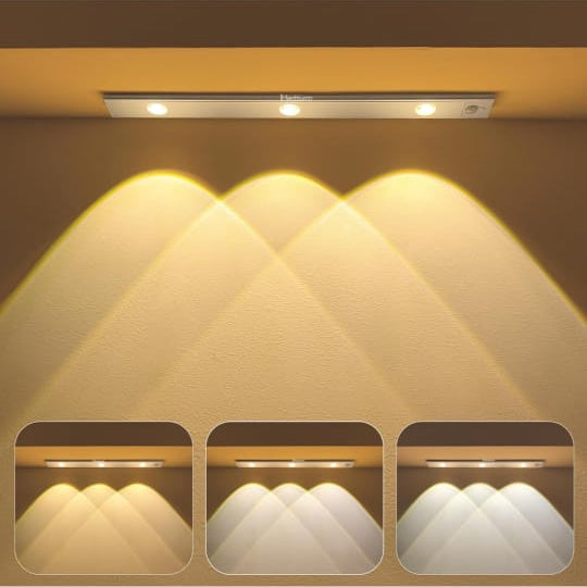 A  LED Smart Cabinet Light is Installed Under Cabinet Rack.