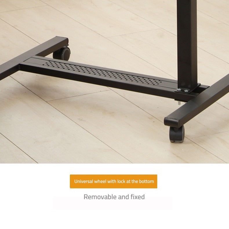 Adjustable Overbed Laptop Stand Table with universal wheels featuring a lock at the bottom