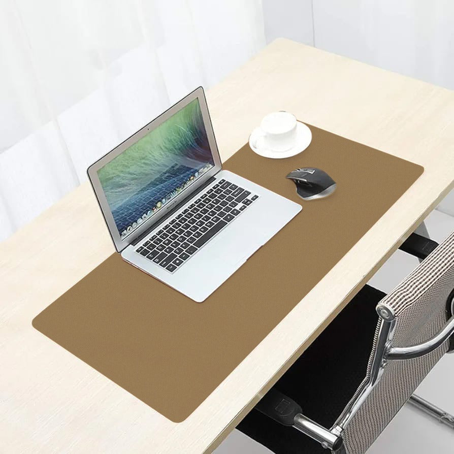 Laptop Is Placed On Large Brown Laptop Desk Mouse Mat