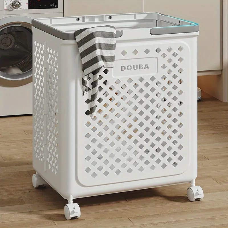 A Large Capacity Laundry Basket with Laundry Clothes.