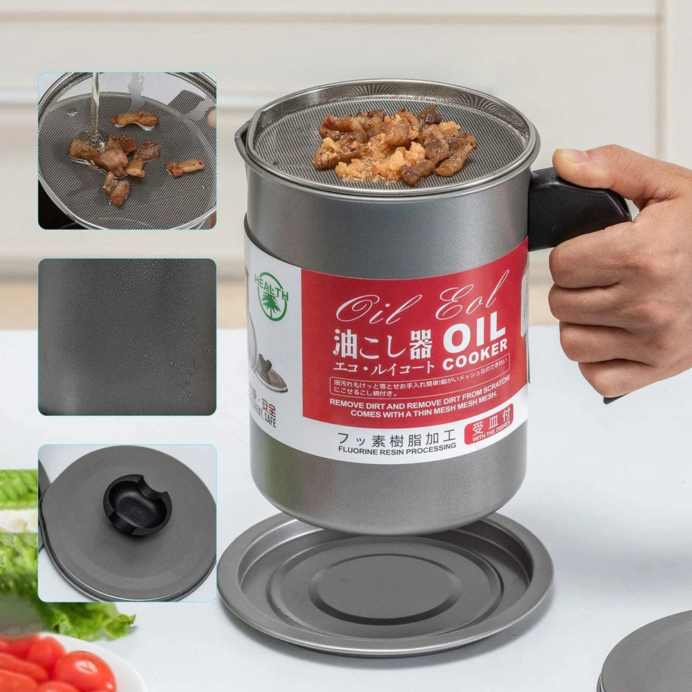Large Capacity Oil Storage Container with a person holding it, showing its use with food.
