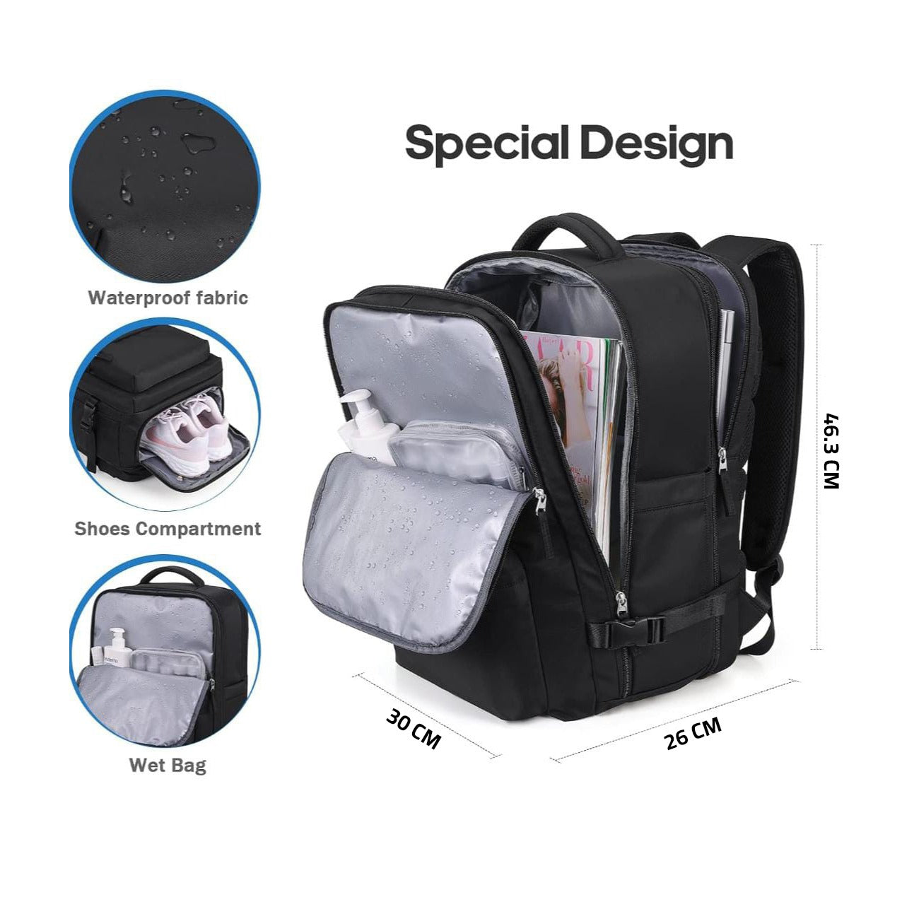 Size Of Large Capacity Travel Backpack.