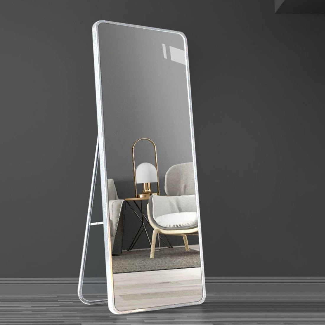 Large Full-Length Dressing Mirror for Bedroom in White Variant.