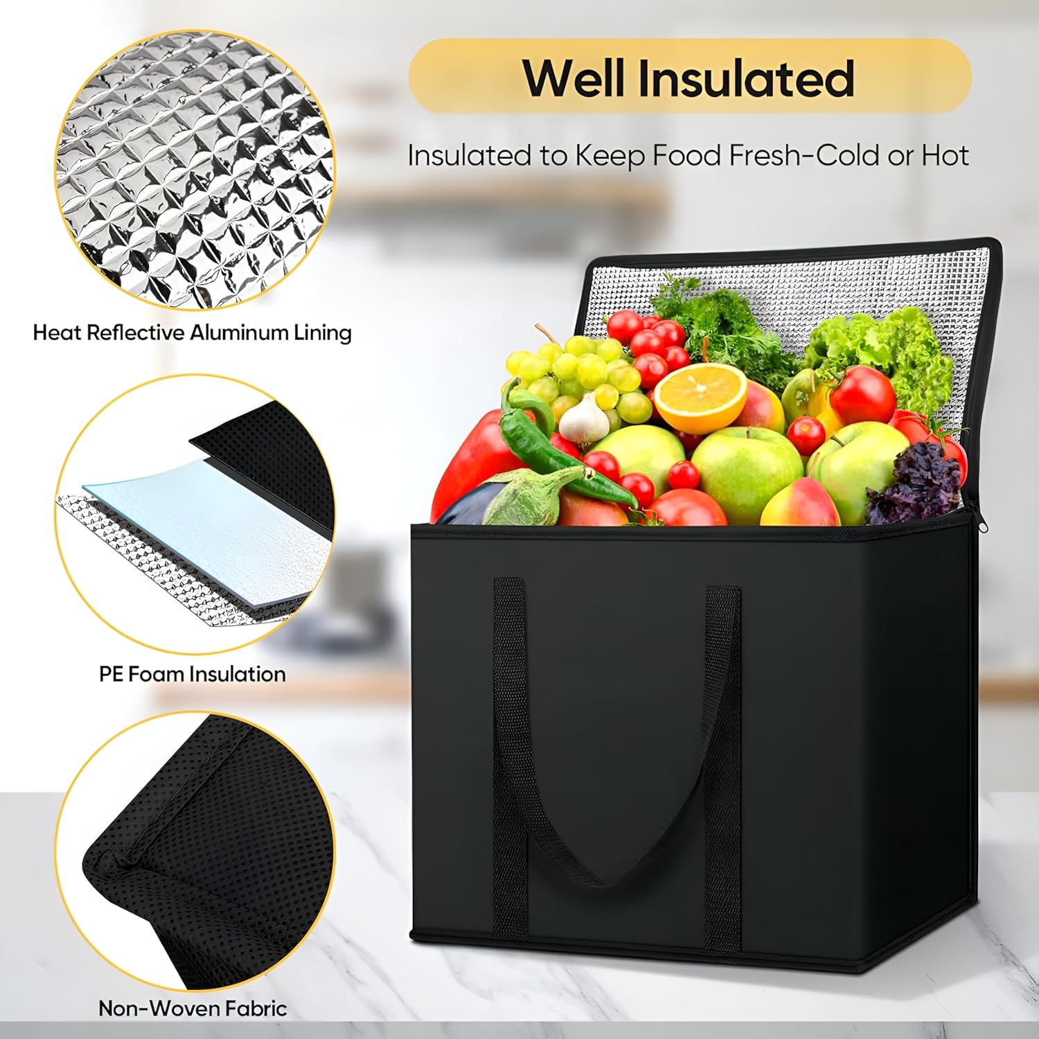 A Large Insulated Cooler Bag is Stored with Fruits.