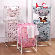 Large Capacity Double Layer Dirty Cloth Laundry Basket Storage Rack In 3 Variants.