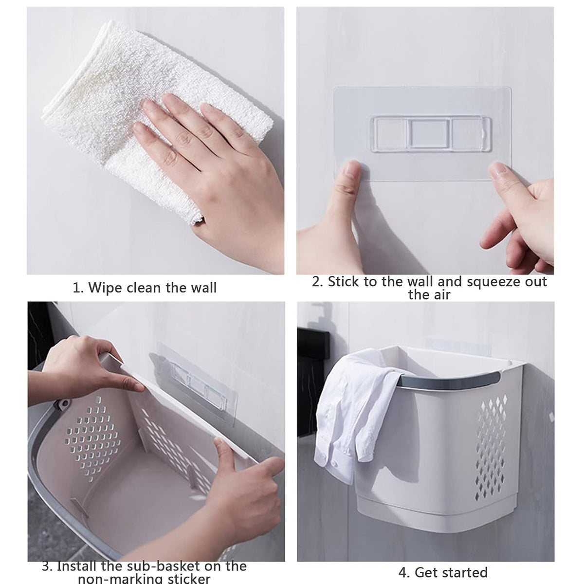 Installation steps of sub basket on wall