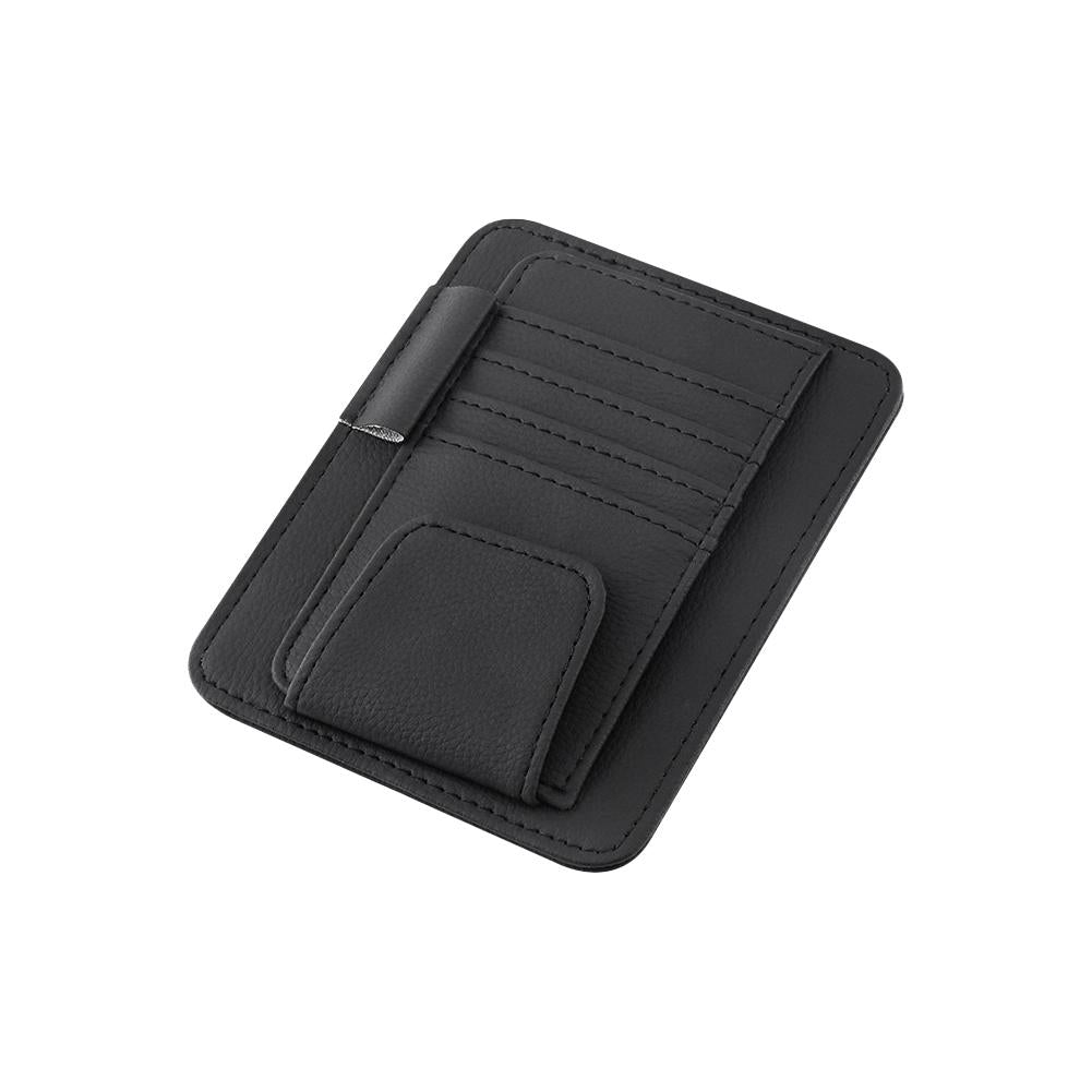 Leather Car Sun Visor Organizer in black color