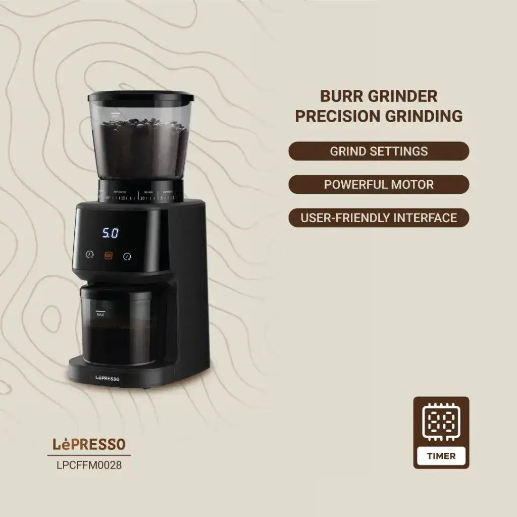 Features of Lepresso AeroGrind Conical Burr Coffee Grinder
