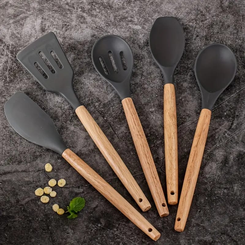 Kitchen Spoon Utensil Set, 5 Pcs Silicone Spatula Cooking Set Kitchen Spoon Utensil Set, 5 Pcs Silicone Spatula Cooking Set