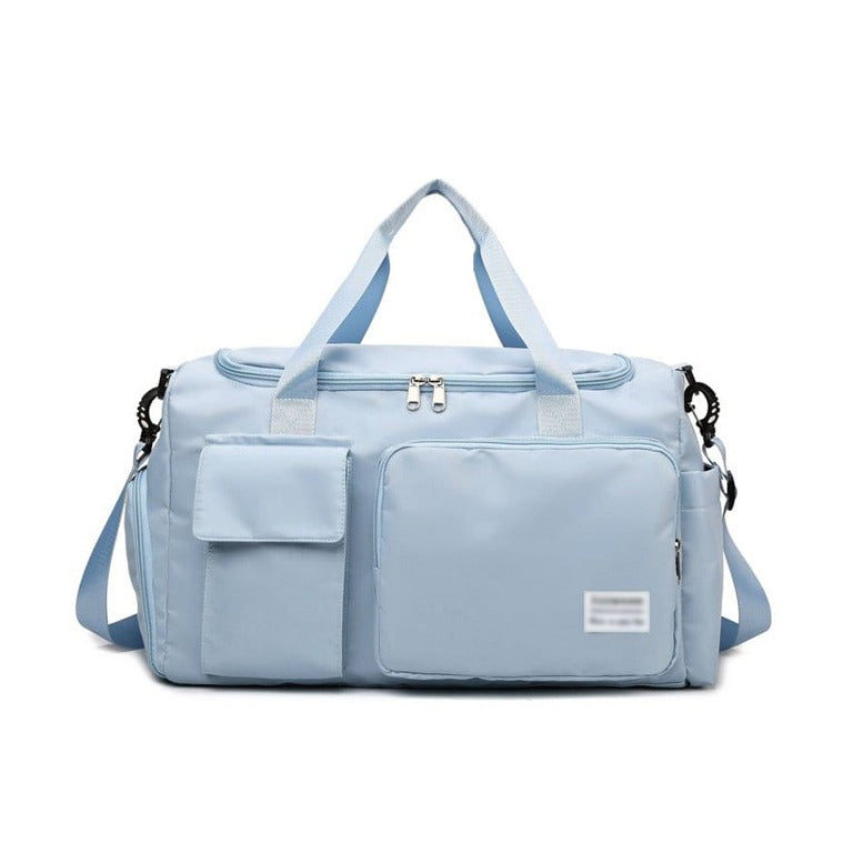 Light Blue Multi-Pocket Travel Duffle Luggage Bag.