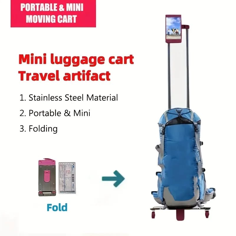 Stainless Steel Luggage Carrier Holds Luggage and Mobile Phone.