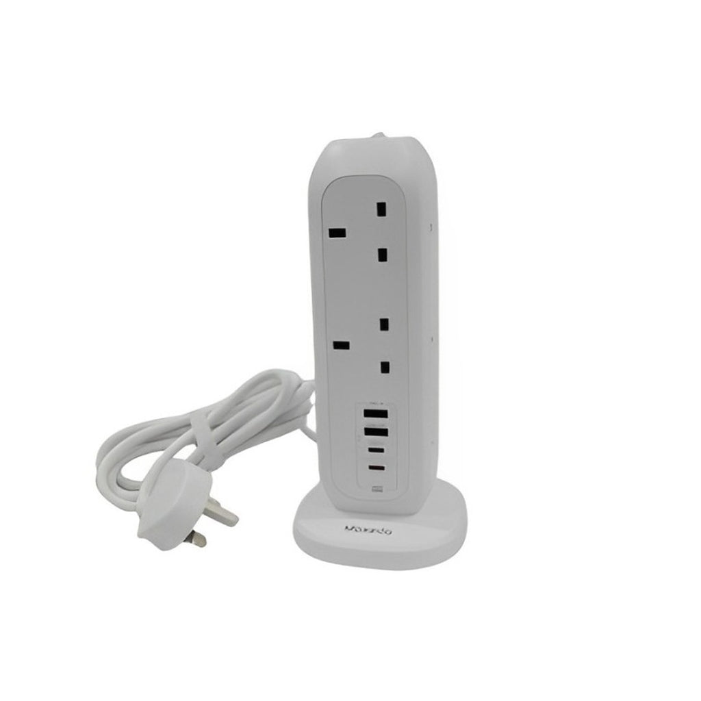 موكسيدو Smart-Hub Tower Power Strip، حماية من التيار الزائد، 11 مقبس، 2 نوع C، 2 منافذ USB موكسيدو Smart-Hub Tower Power Strip، حماية من التيار الزائد، 11 مقبس، 2 نوع C، 2 منافذ USB