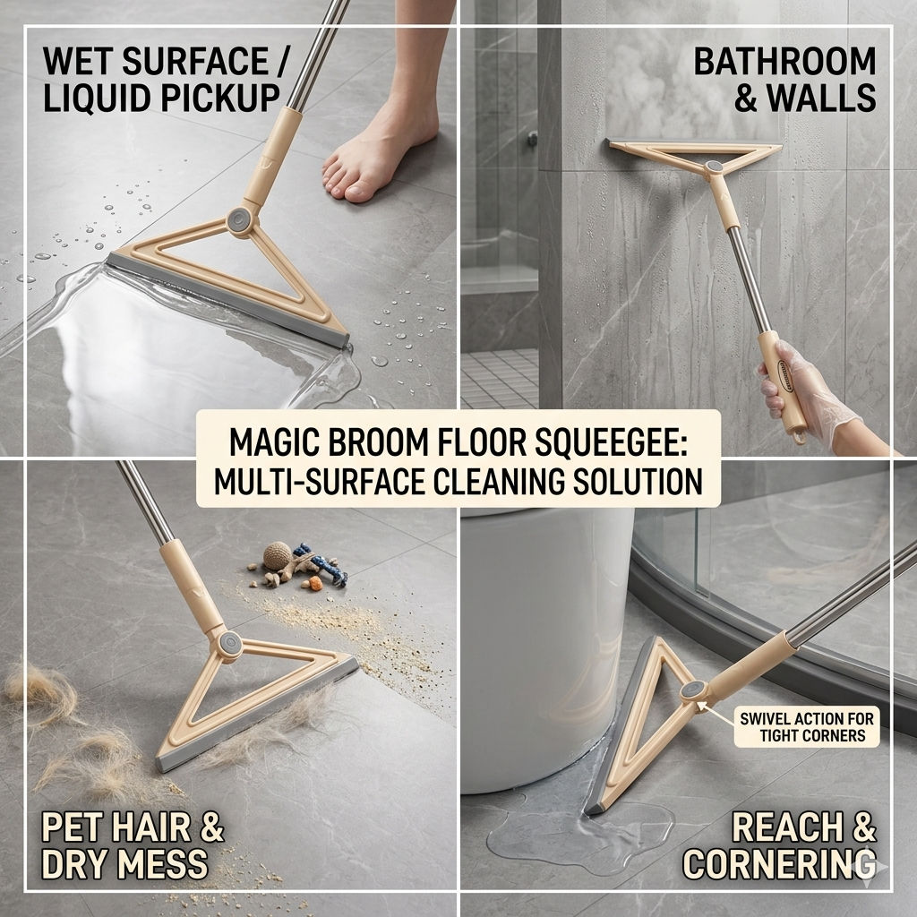 Magic Broom Floor Squeegee, Multi-Purpose Water Scraper Cleaning Broom Magic Broom Floor Squeegee, Multi-Purpose Water Scraper Cleaning Broom
