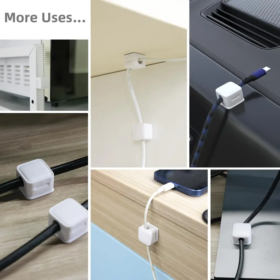 Modular Cable Clips Magnetic Cable Clips, 6 Pcs Self-Adhesive Cable Holder Organizer Clips