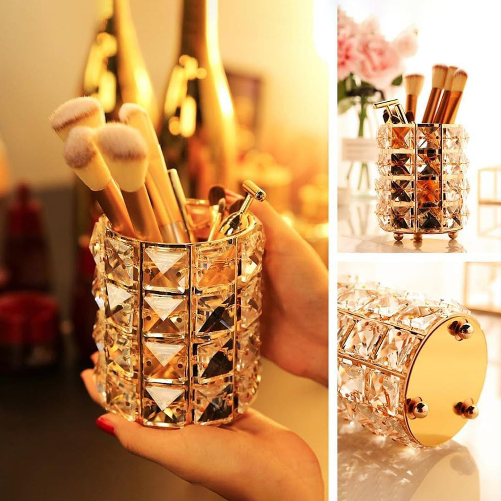 Makeup Brush Holder Organizer, Round Crystal Makeup Eyebrow, Pencil, Comb Storage Container Makeup Brush Holder Organizer, Round Crystal Makeup Eyebrow, Pencil, Comb Storage Container