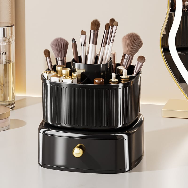 Black Large Capacity Storage Box Holding Makeup Items.