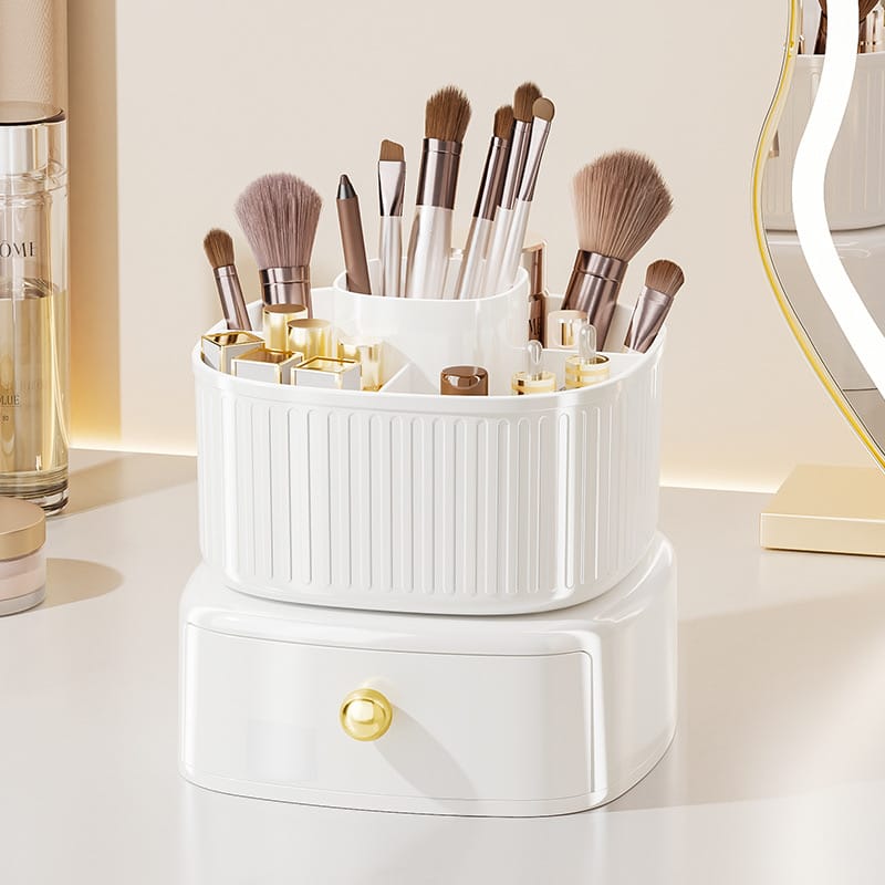 Rotating Makeup Organizer With Drawer.