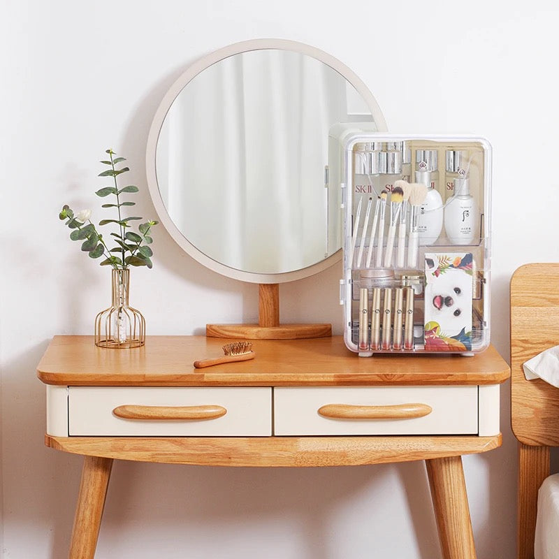 Makeup Storage Box is Placed Infront Of Mirror.