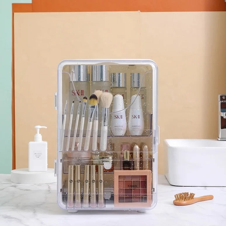 Makeup Storage Box is Organized With Cosmetics and Makeup Items.