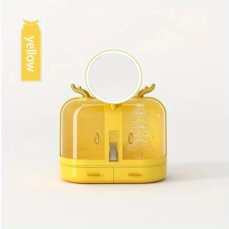 Makeup Storage Box with mirror on a white background