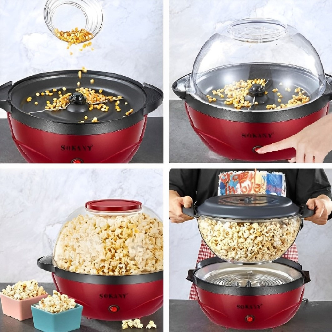 A Person is Making Popcorn Using Electric Popcorn Maker.