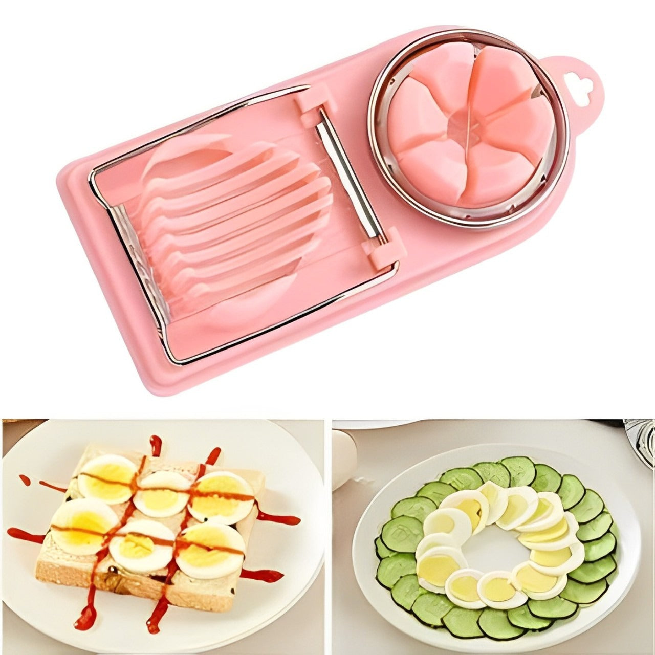 Egg and Cucumber are Sliced Using Heavy Duty Manual Slicer.