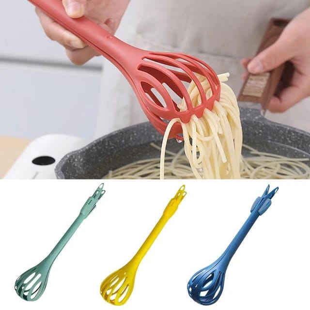 A Person Picks Noodles Using Dual Purpose Manual Kitchen Whisk.